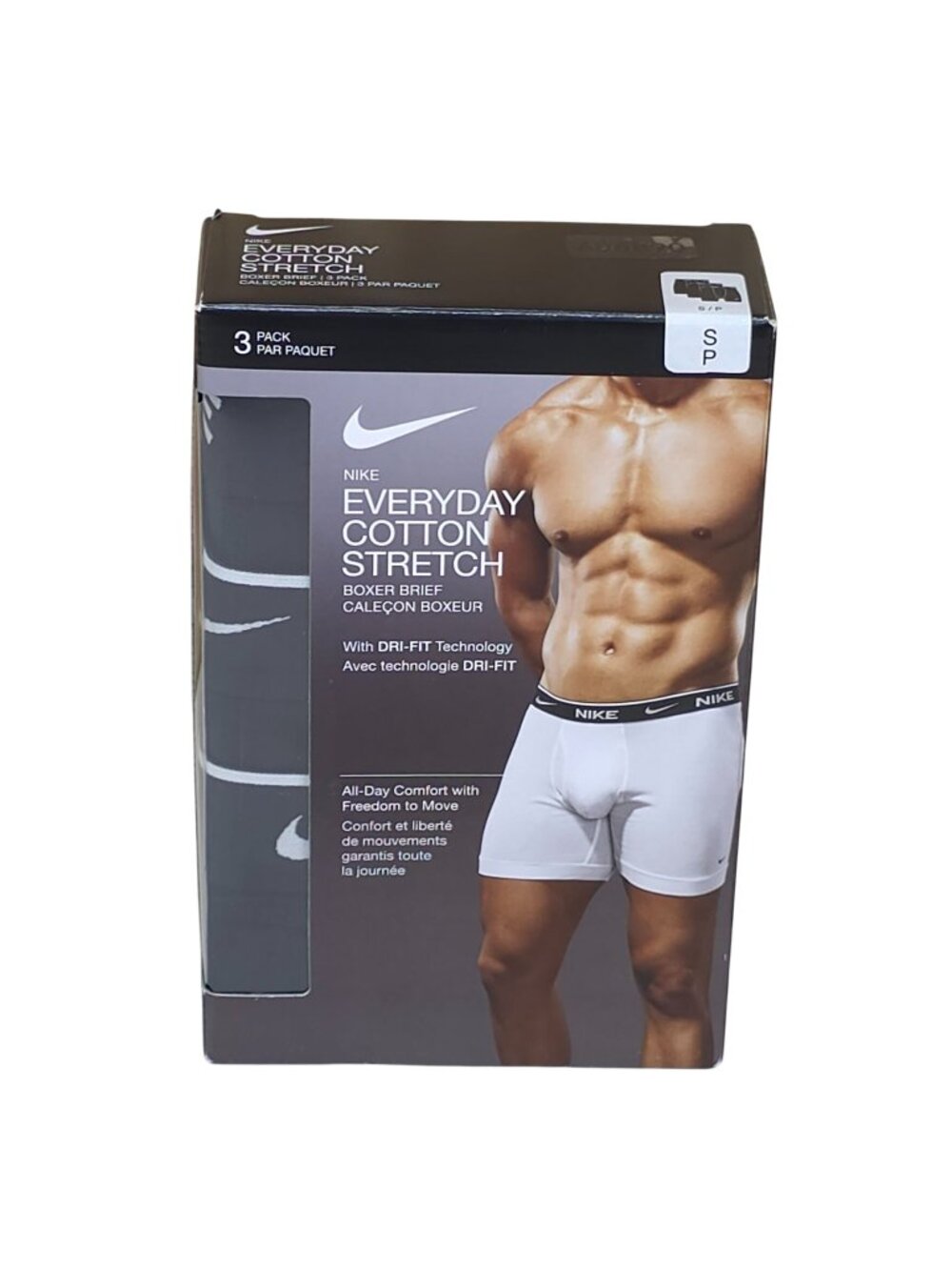 Nike Everyday Cotton Stretch Boxer Briefs 3-Pack Small With Dri-Fit Technology
